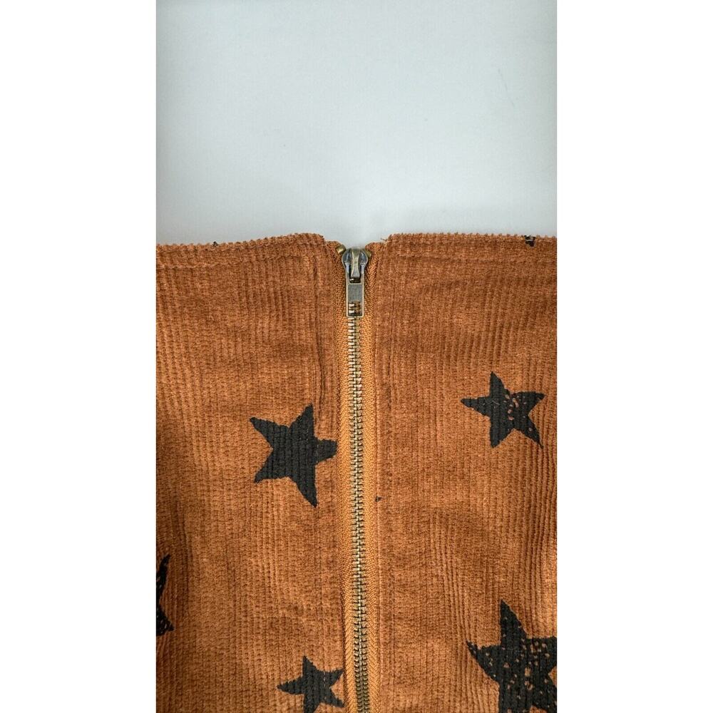 Altar'd State Womens Brown Stars Print Front Zip Corduroy Dress Size Small NWT - Picture 4 of 12